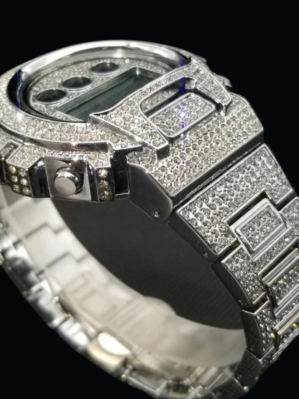 Digital Led Waterproof Chronograph Iced Out Diamond Watch, Luxury VVS Shine